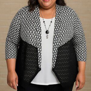 Alfred Dunner Lace Cardigan with Necklace